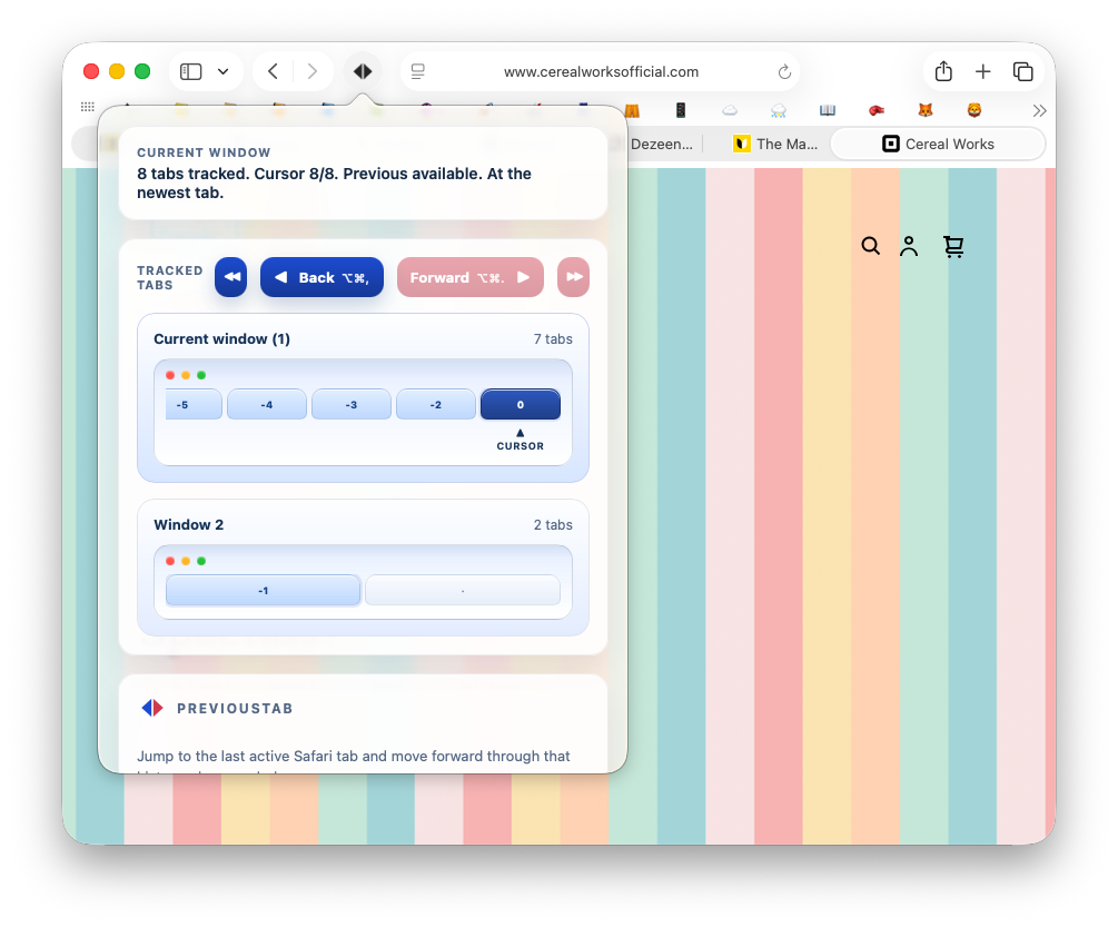 Default keyboard shortcuts screenshot