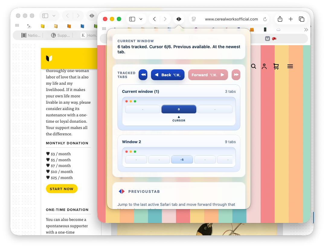 New tab and new window screenshot